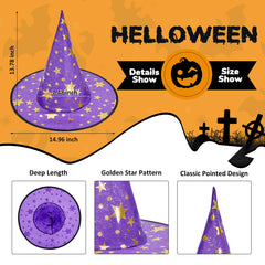 Zando Witch Hat side view highlights lightweight polyester design for comfy wear