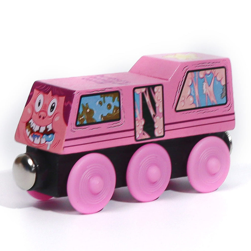 ZANY TRAINS Series 1 Sugar Rush Susie engine on track for easy play.
