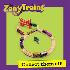 ZANY TRAINS Series 1 kid-friendly play scene with trains and magnets.