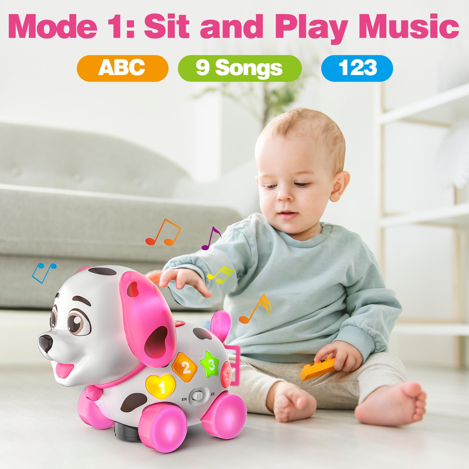 Zardali bilingual puppy toy teaches English and Spanish words and sounds