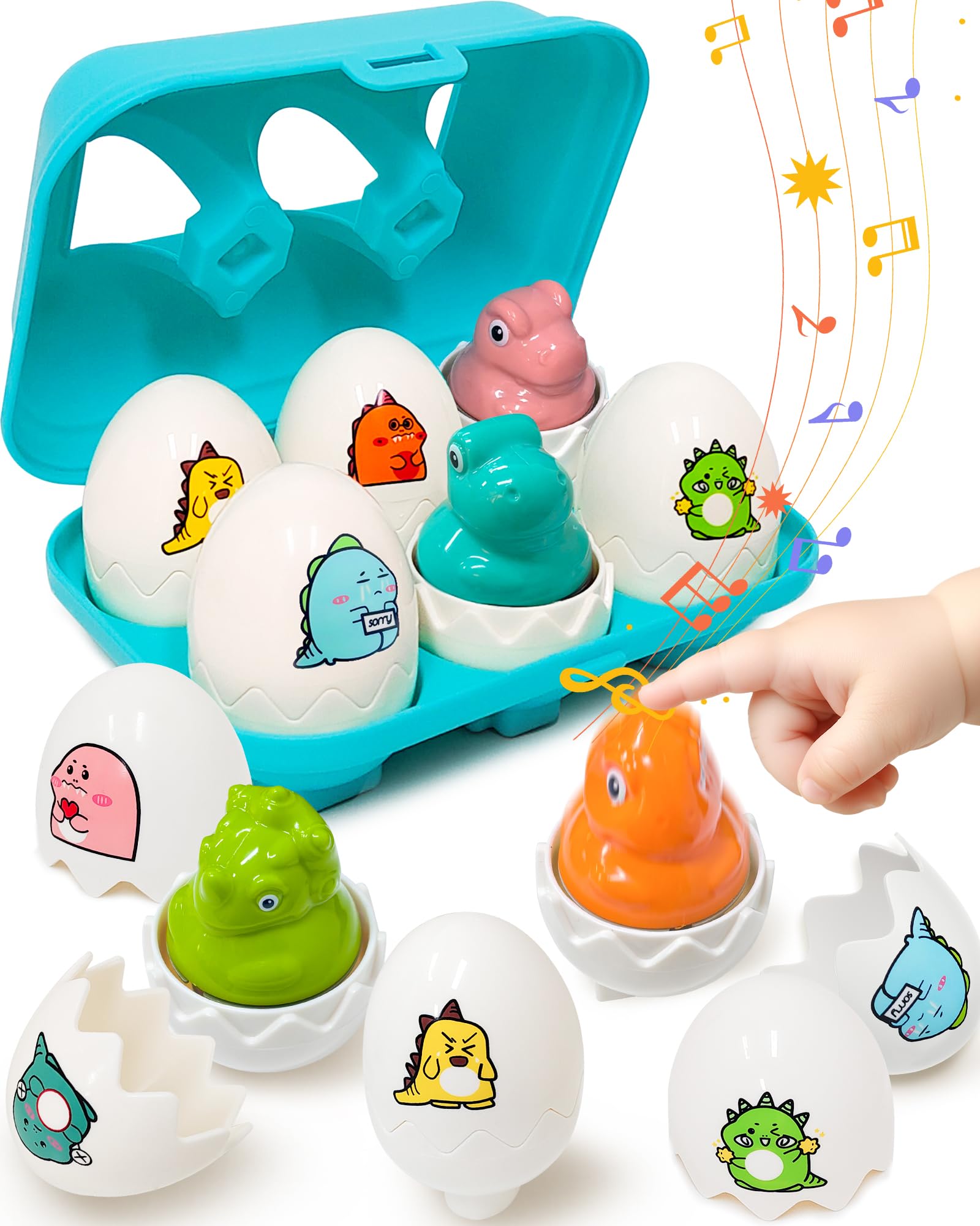 Zartores six colorful sensory Easter eggs invite tactile exploration for toddlers.