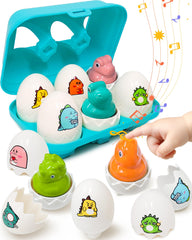 Zartores six colorful sensory Easter eggs invite tactile exploration for toddlers.