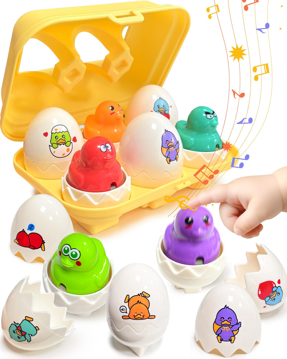 Zartores Easter eggs sensory set shows six colorful eggs for toddler exploration and fine motor play.