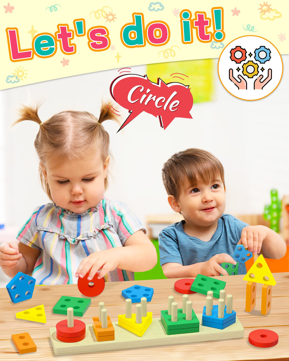 Zartores wooden color blocks boost color recognition and geometry exploration for toddlers