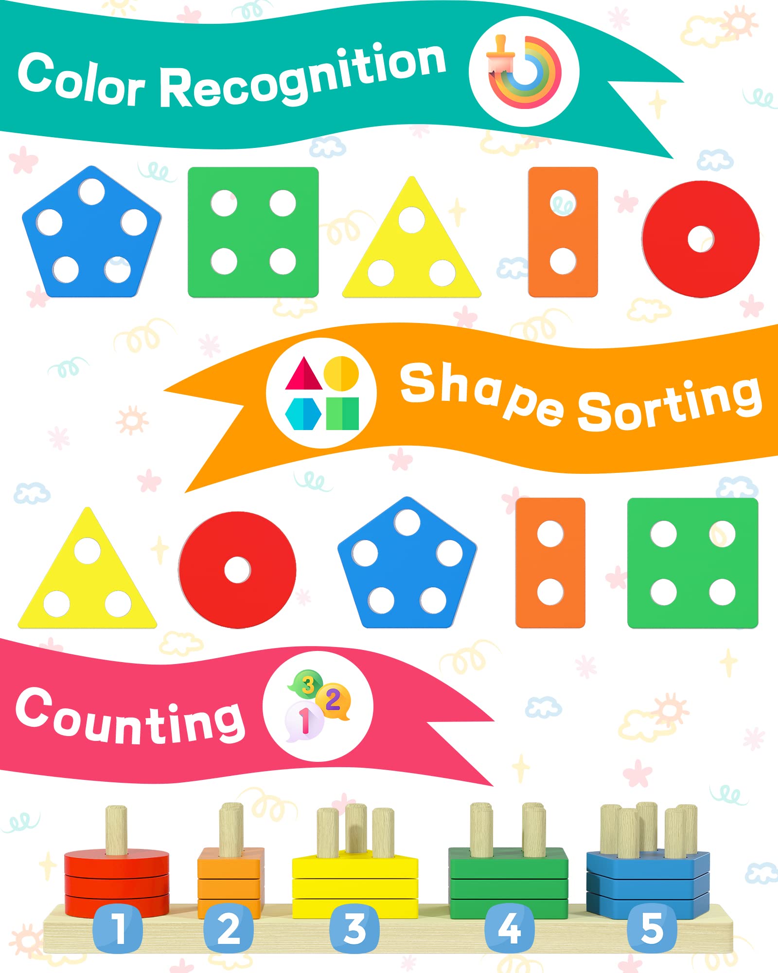Zartores toddler puzzle towers encourage stacking practice and hand-eye coordination