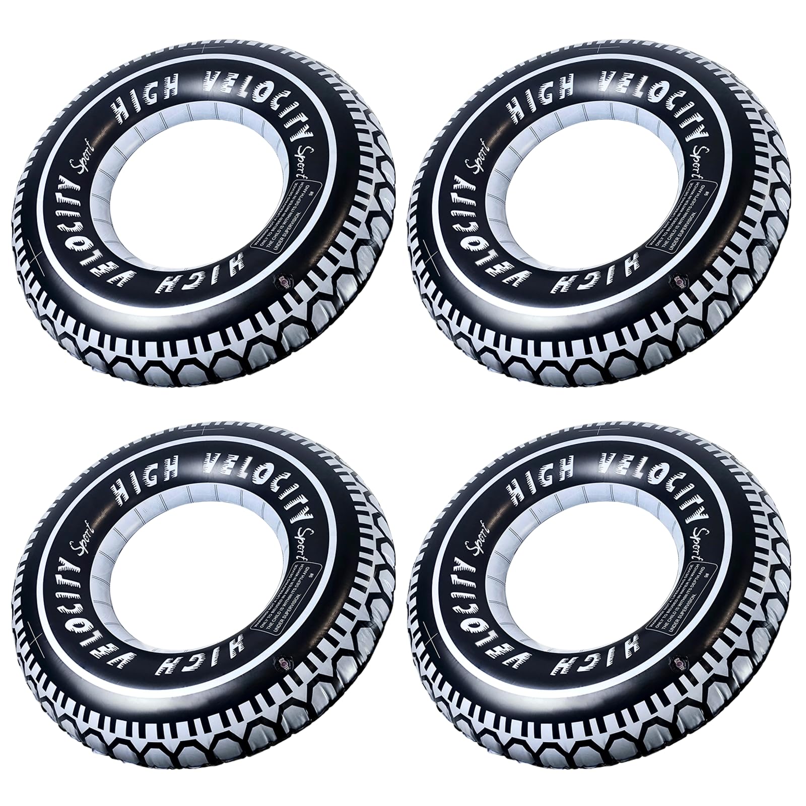 Zaruatu 4-pack inflatable tire tubes offer 32-inch size for stable water fun and social play.