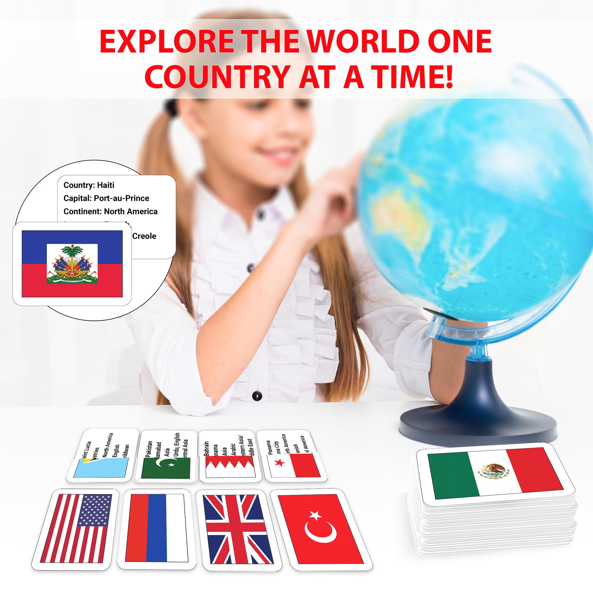 Zastic! classroom scene with kids engaging with flags and country data