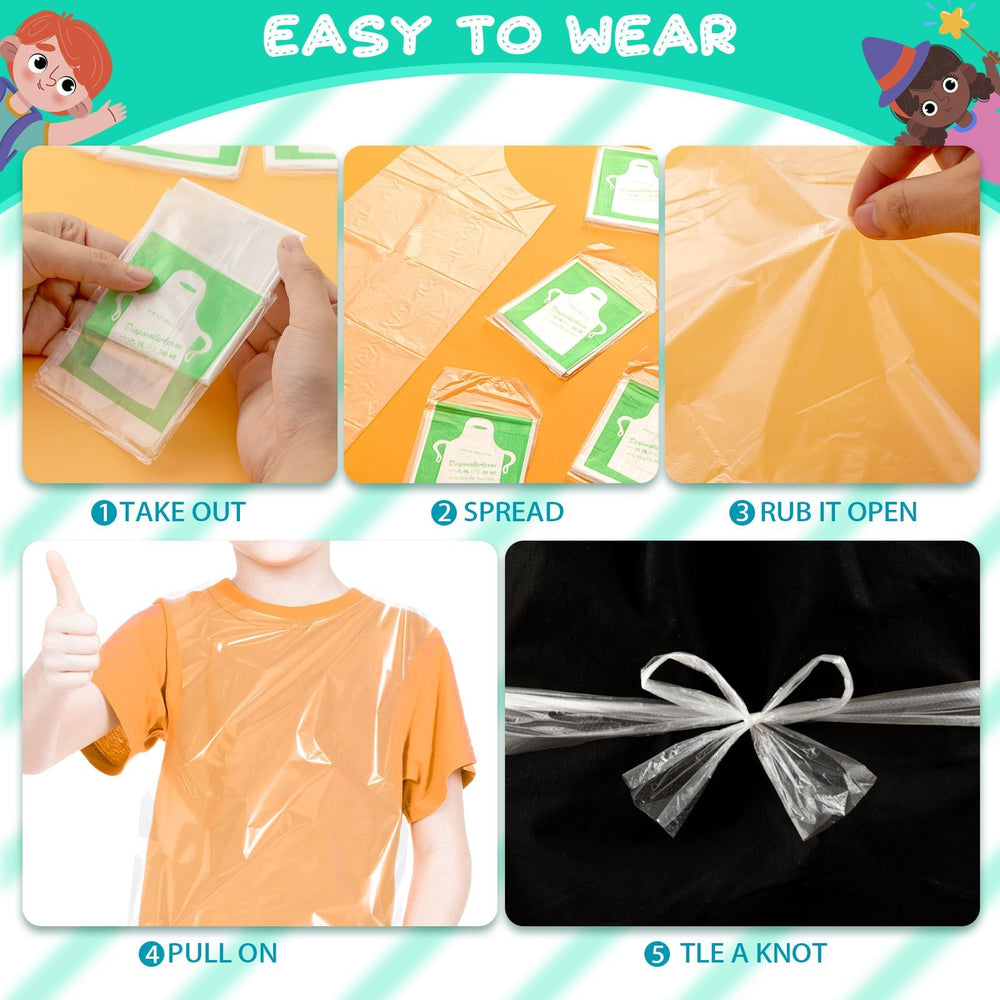 ZAUGONTW kids apron disposable for quick cleanup after activities.