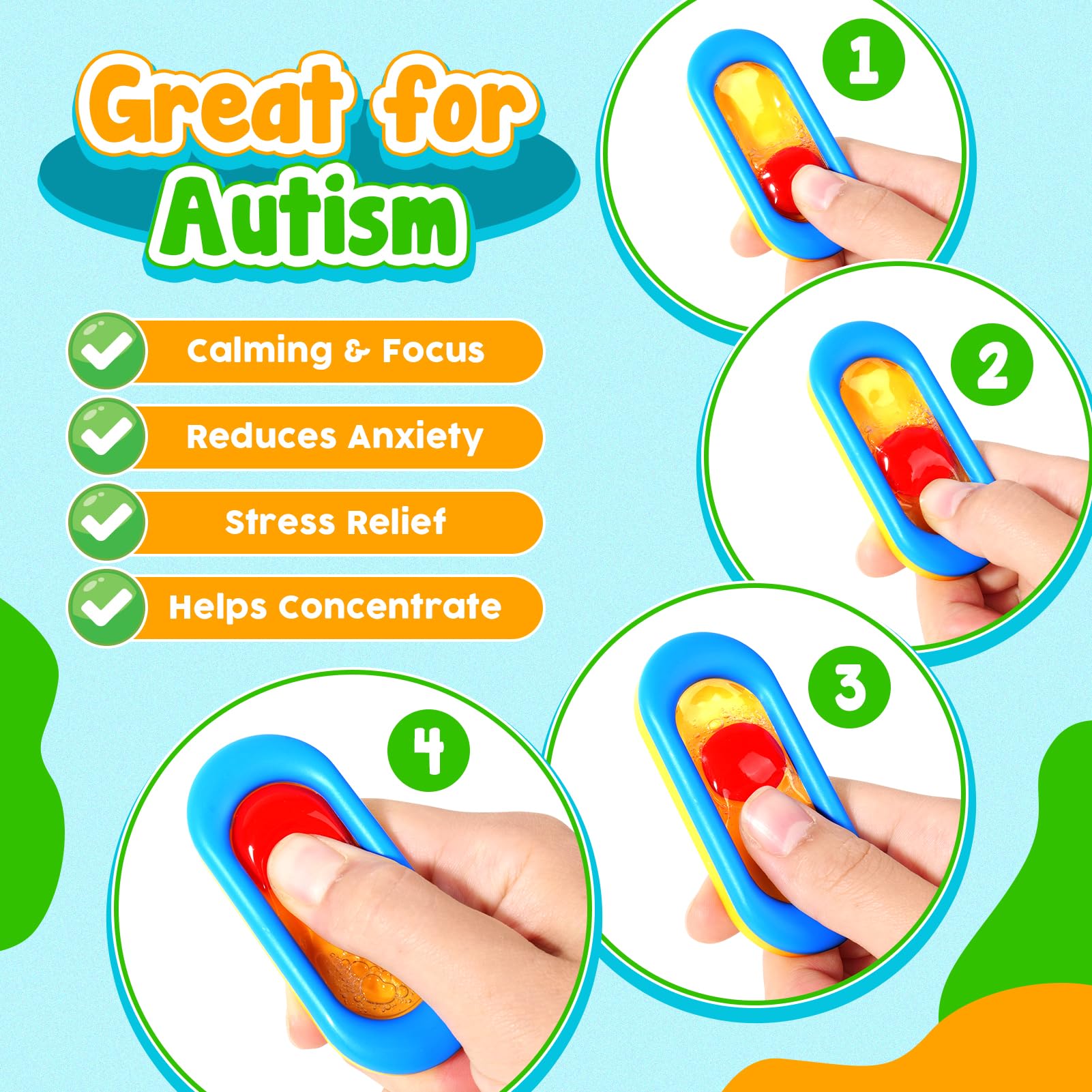ZaxiDeel gel-filled fidget showing bead movement for visual engagement.