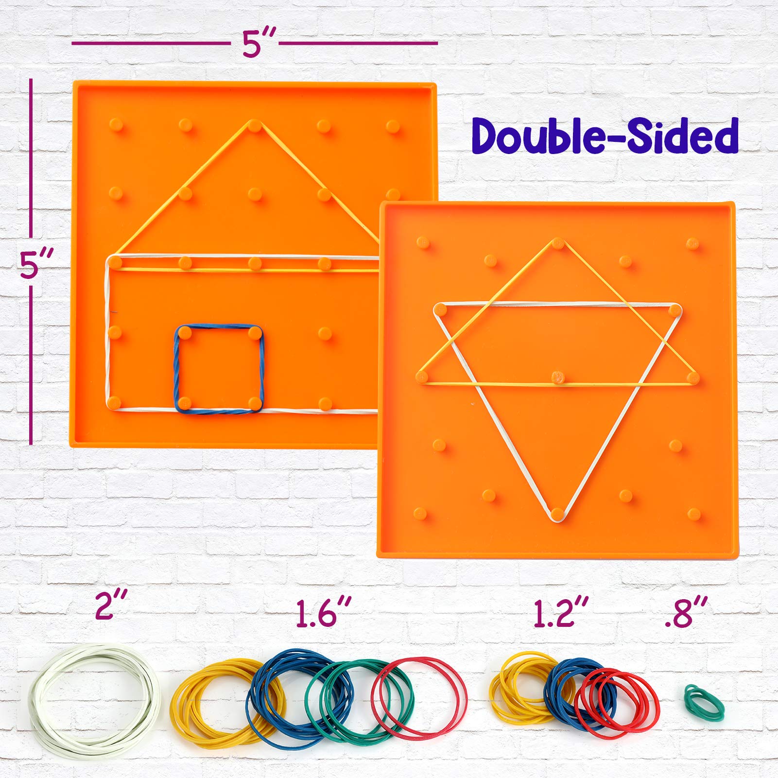 ZaxiDeel geoboard with assorted rubber bands for versatile design ideas.