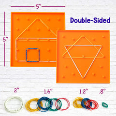 ZaxiDeel geoboard with assorted rubber bands for versatile design ideas.