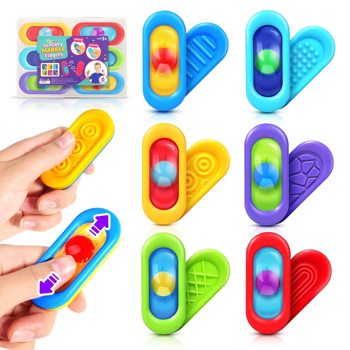 ZaxiDeel sensory marble fidget toy with gel beads for calm focus.
