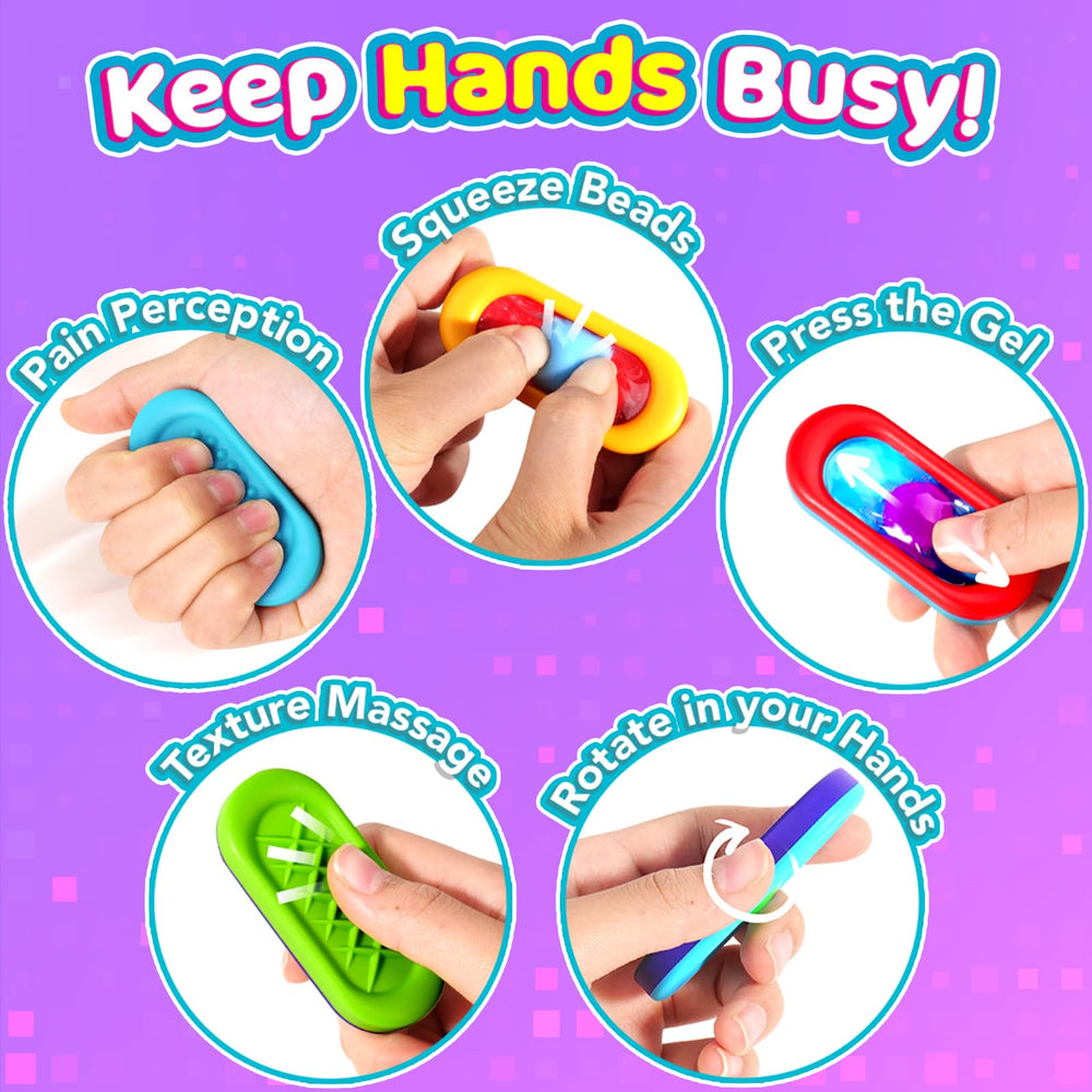 ZaxiDeel squeeze gel stones shown for silent stress relief during classroom activities.