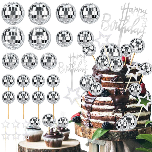 Zaycca disco ball cake toppers set adds shimmering glamour to cakes