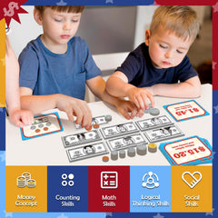 Zazopup piggy bank card introduces savings concepts during pretend play.