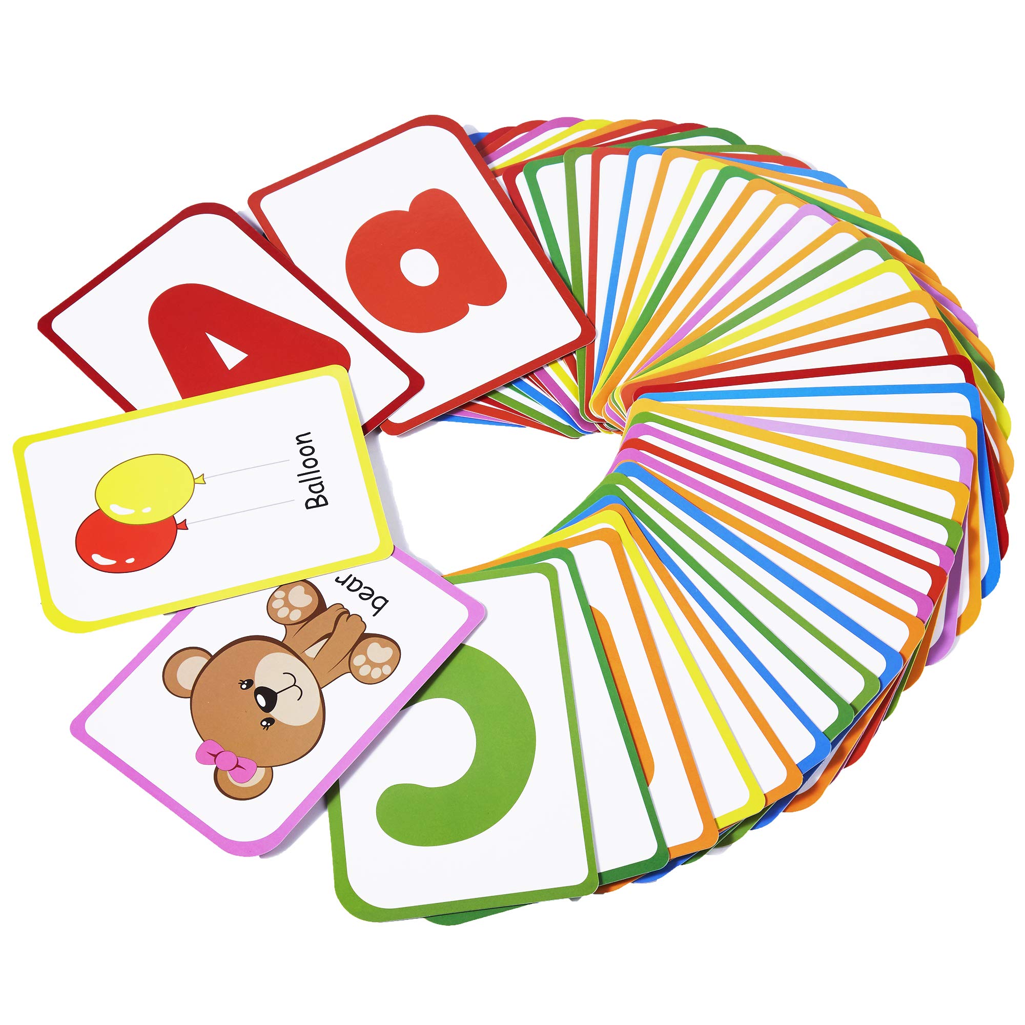 ZazzyKid Alphabet Flash Cards double-sided letters for versatile toddler learning at home.