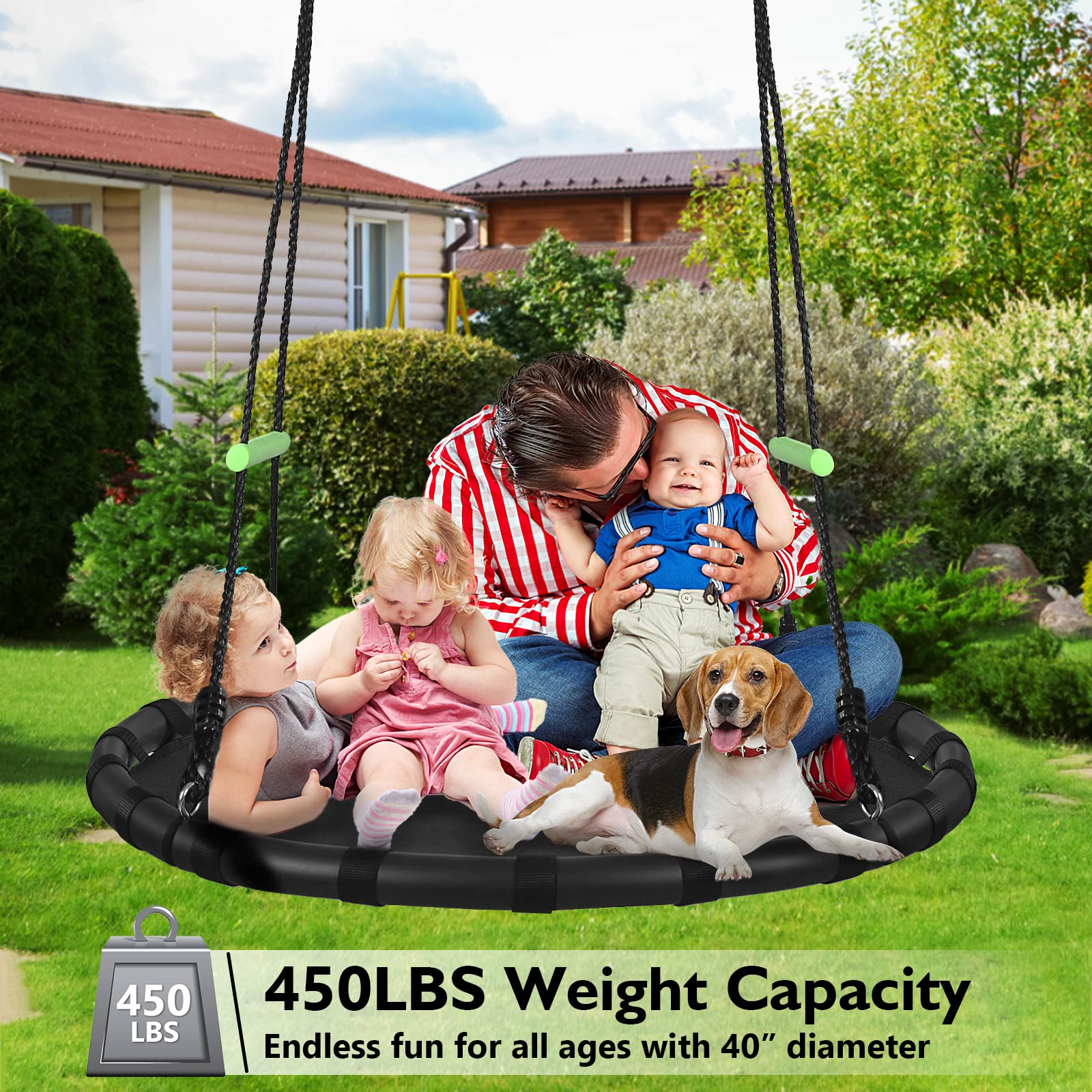 ZBZBML swing supports up to 450 lbs for families.