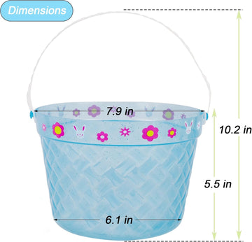 Zcaukya Easter Buckets blue side view showcases durable, washable plastic for repeated use