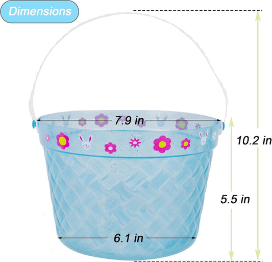 Zcaukya Easter Buckets blue side view showcases durable, washable plastic for repeated use