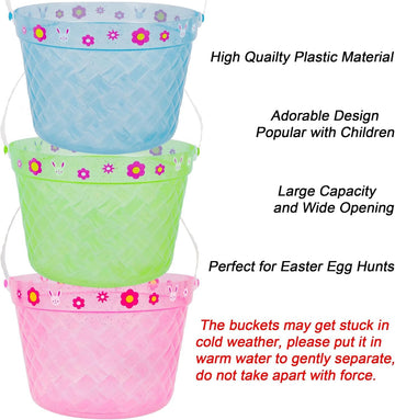 Zcaukya Easter Buckets pink top view reveals decorative floral edges and friendly design