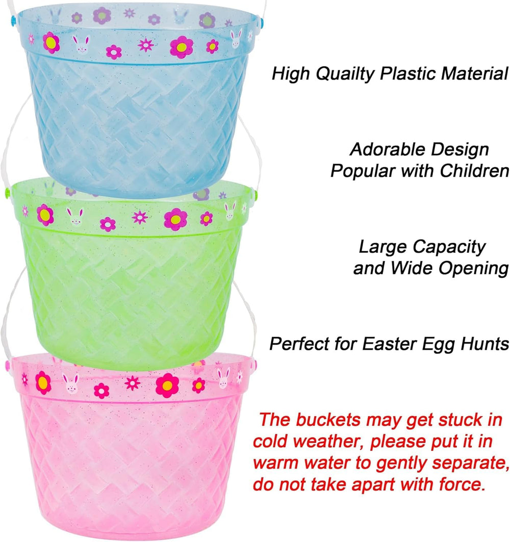 Zcaukya Easter Buckets pink top view reveals decorative floral edges and friendly design