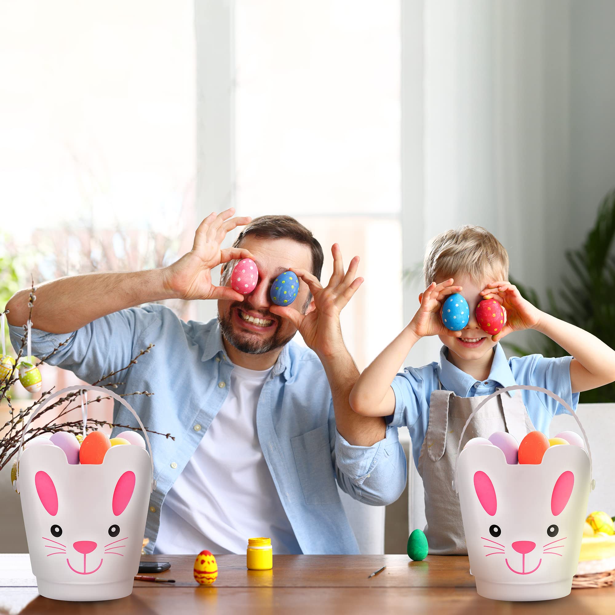 Zcaukya Easter Buckets feature rounded corners and a soft handle for kids