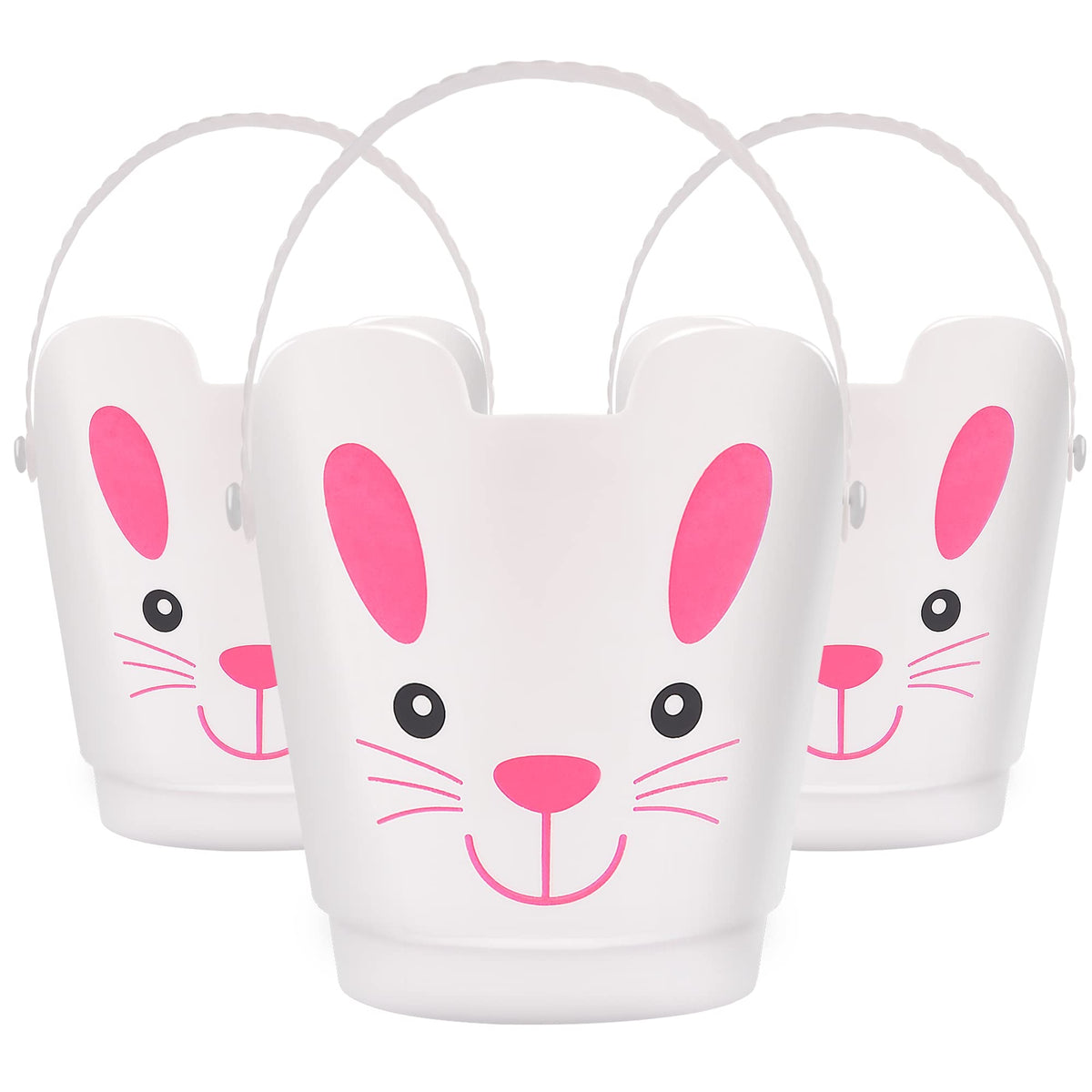 Zcaukya Easter Buckets: three bunny pails with handles for easy egg hunts