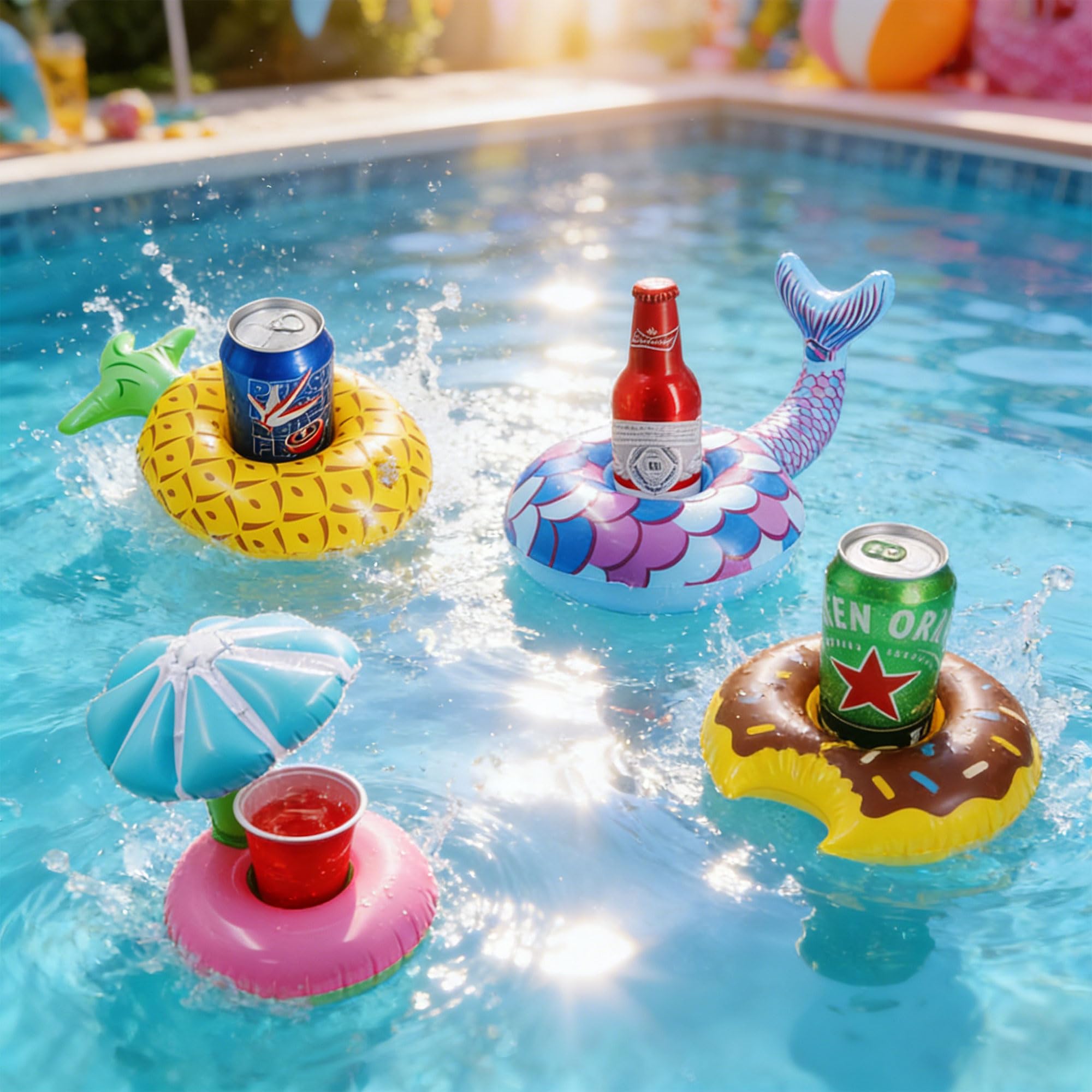 Zcaukya floating drink coasters keep drinks within reach.