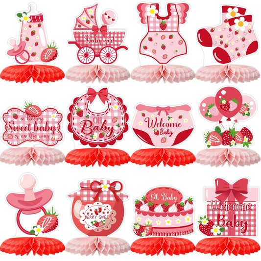 ZCPTZ strawberry baby shower honeycomb base centerpiece for festive tables