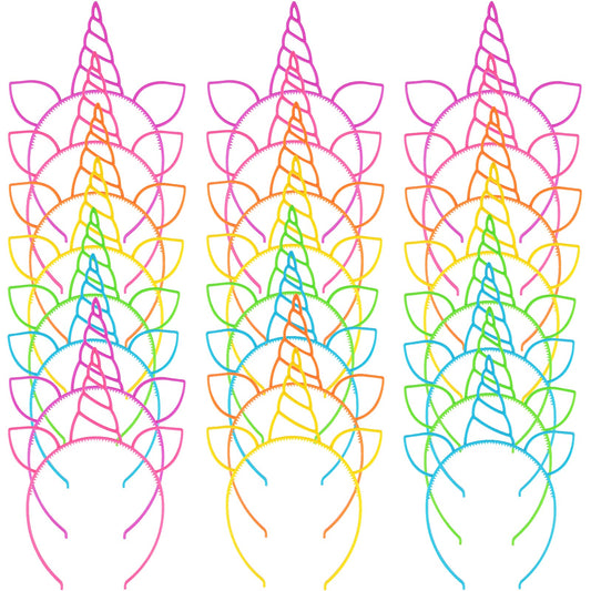 Zddaoole unicorn headbands collection of 24 pieces in six colors for coordinated party looks.