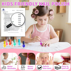 Zdolmy Kids Nail Polish Kit 8 colors for quick, playful designs.
