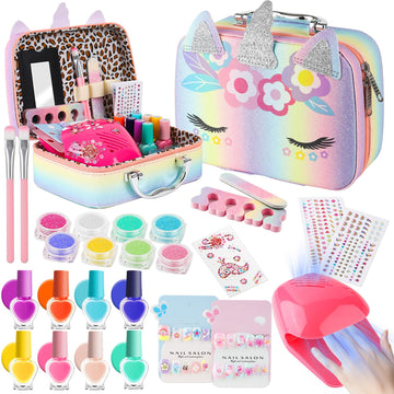 Zdolmy Kids Nail Polish Kit storage case showing organized, easy-access tools for kids.