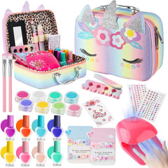 Zdolmy Kids Nail Polish Kit storage case showing organized, easy-access tools for kids.