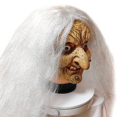 ZDOVLZZPON Old Lady Witch Mask with White Hair nose detail adds realism