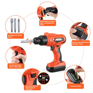 Zealous Toys electric drill with interchangeable bits for realistic play