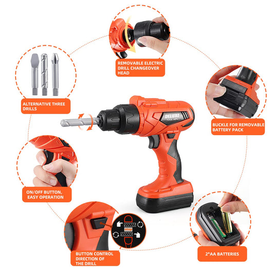 Zealous Toys electric drill with interchangeable bits for realistic play