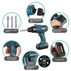 Zealous Toys Kids Tool Box interchangeable drill bits for versatile drilling role-play.