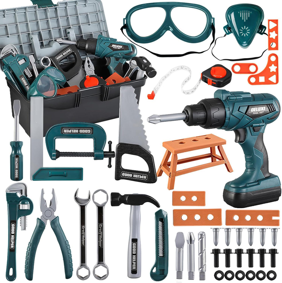Zealous Toys Kids Tool Box open storage keeps tools organized for playtime.