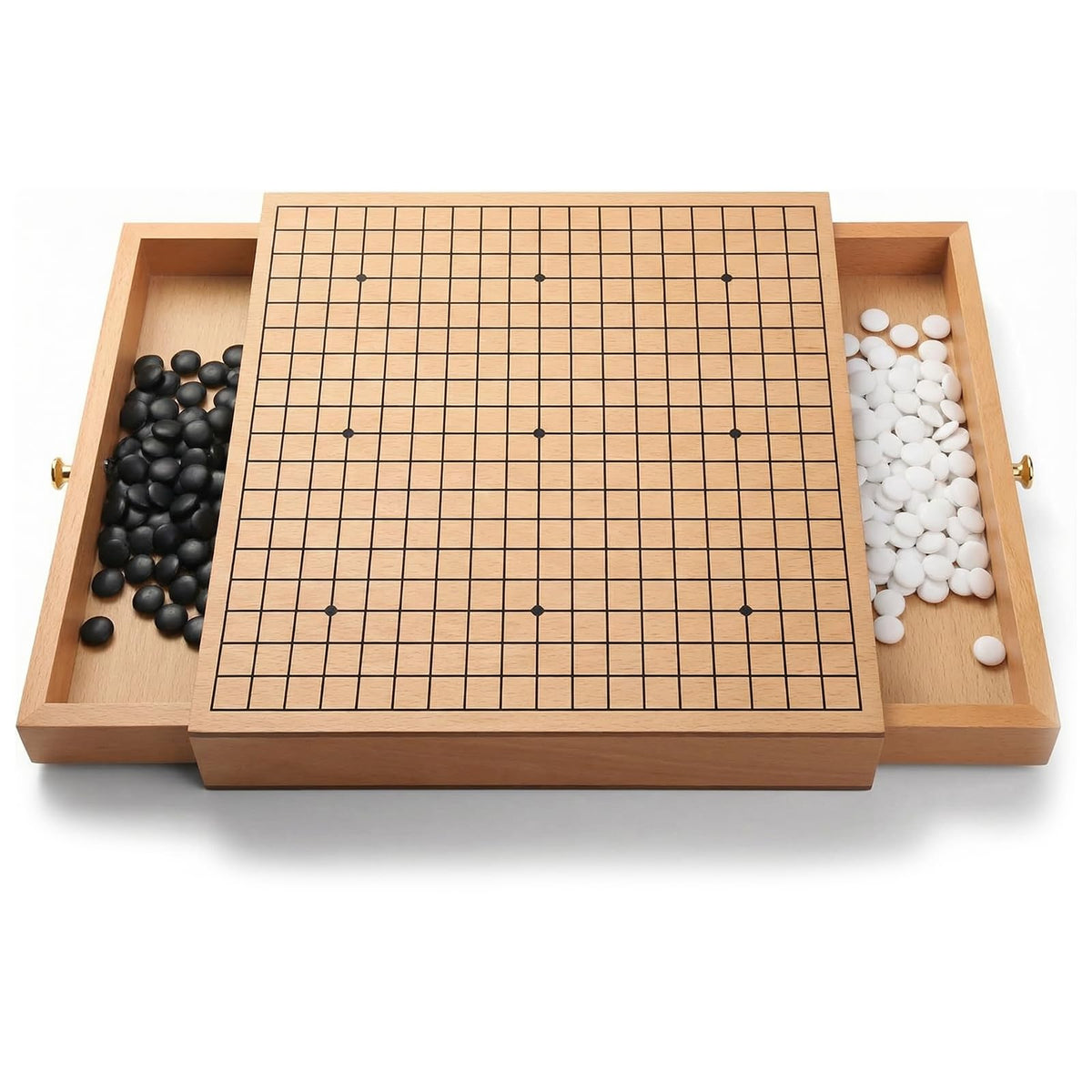 Zeamas wooden go board with compact surface for focused 19x19 play