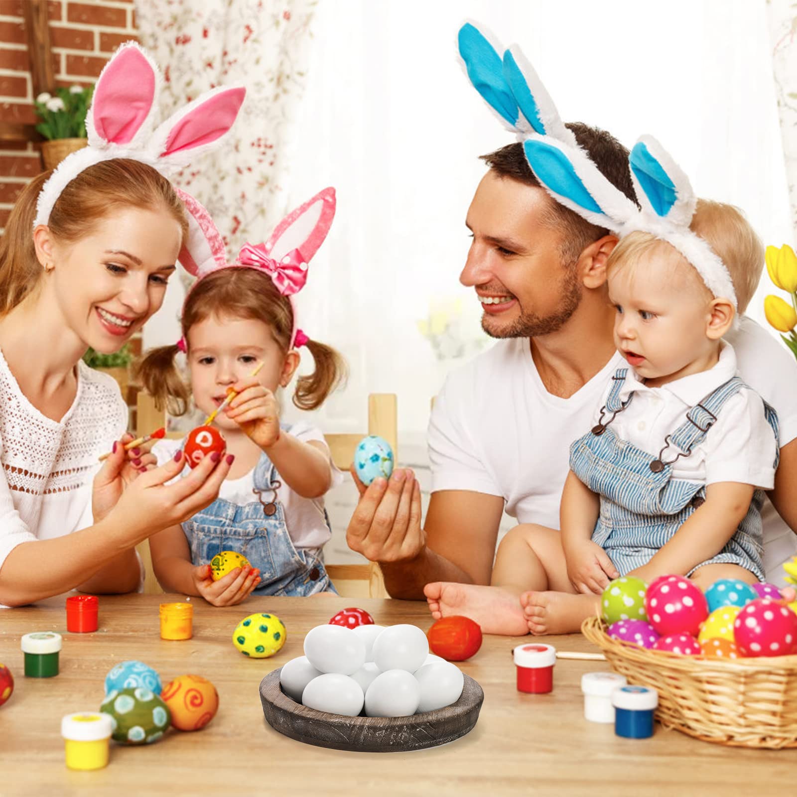 ZEAYEA wooden eggs as decorative basket fillers