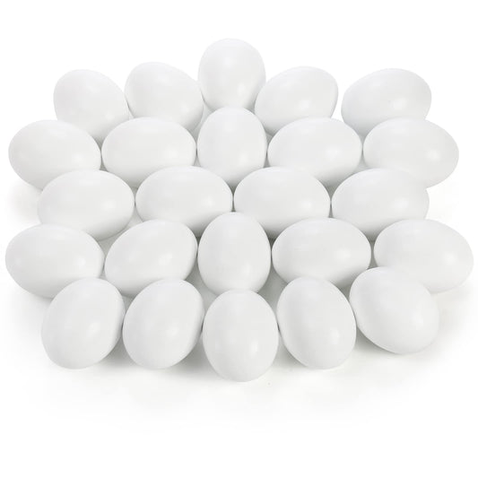 ZEAYEA wooden fake eggs in white for Easter crafts and decor