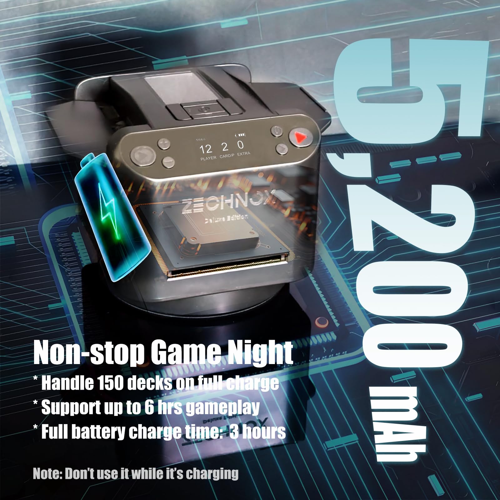 ZechnoX battery indicator and charging dock for extended play
