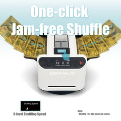 ZechnoX 2-in-1 smart shuffler top view showing compact design for game nights
