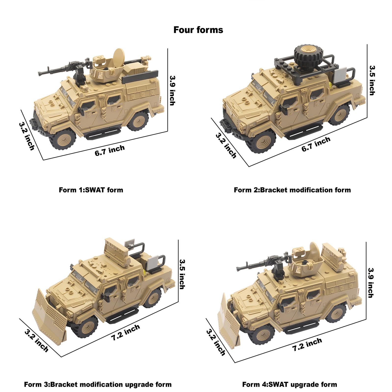ZECHOCHOZE desert armored vehicle doors opening for mini figure access
