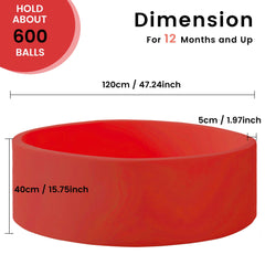 Zedachica ball pit dimensions 47.24 in diameter by 15.75 in height