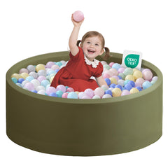 Zedachica ball pit in sage green with soft memory foam close-up