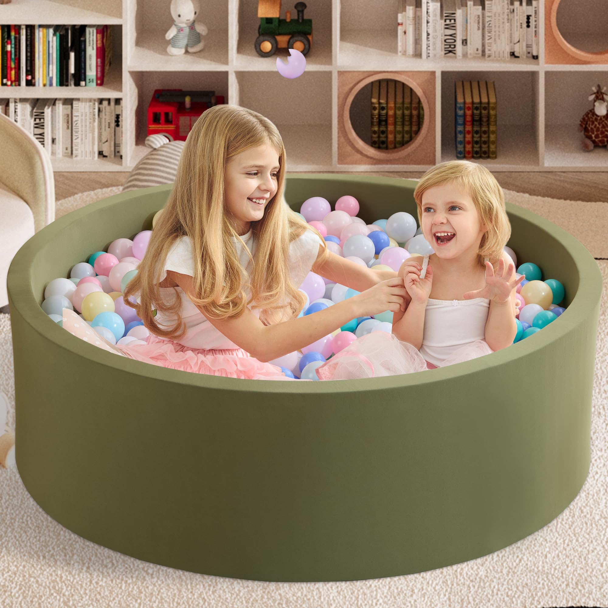 Zedachica Ball Pit Sagegreen assembly detail showing quick setup
