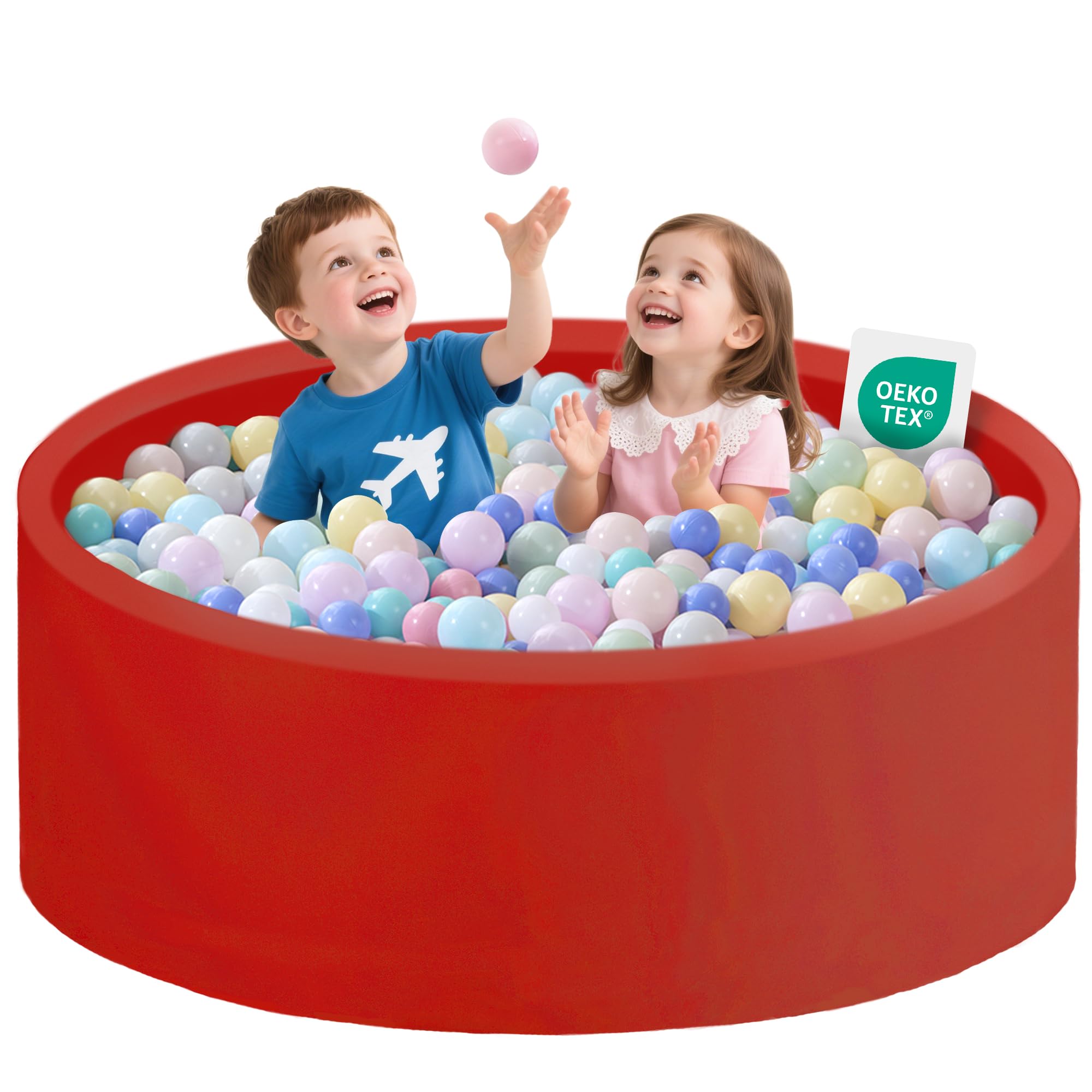 Zedachica ball pit for toddlers, front view showing soft safe space