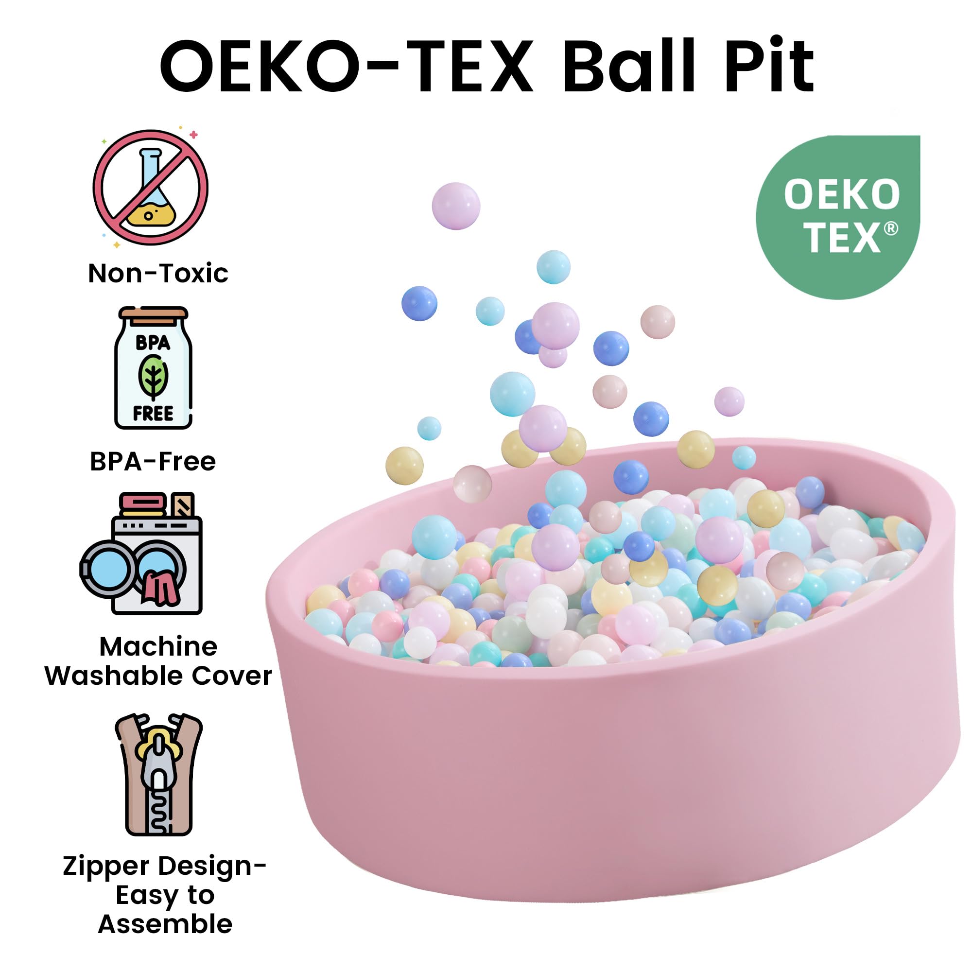 Zedachica pink ball pit soft texture close-up emphasizes plush surface