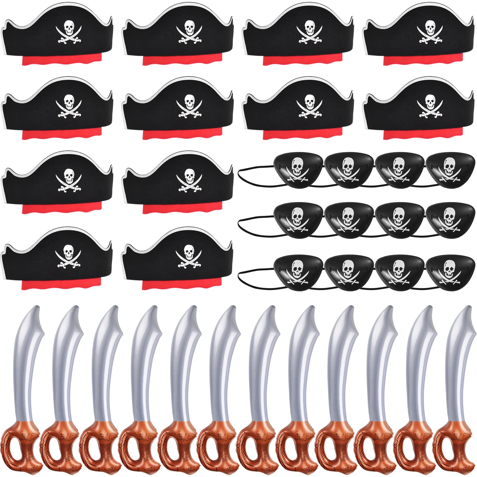 ZeeDix pirate hats 12pcs with adjustable bands for kids and adults
